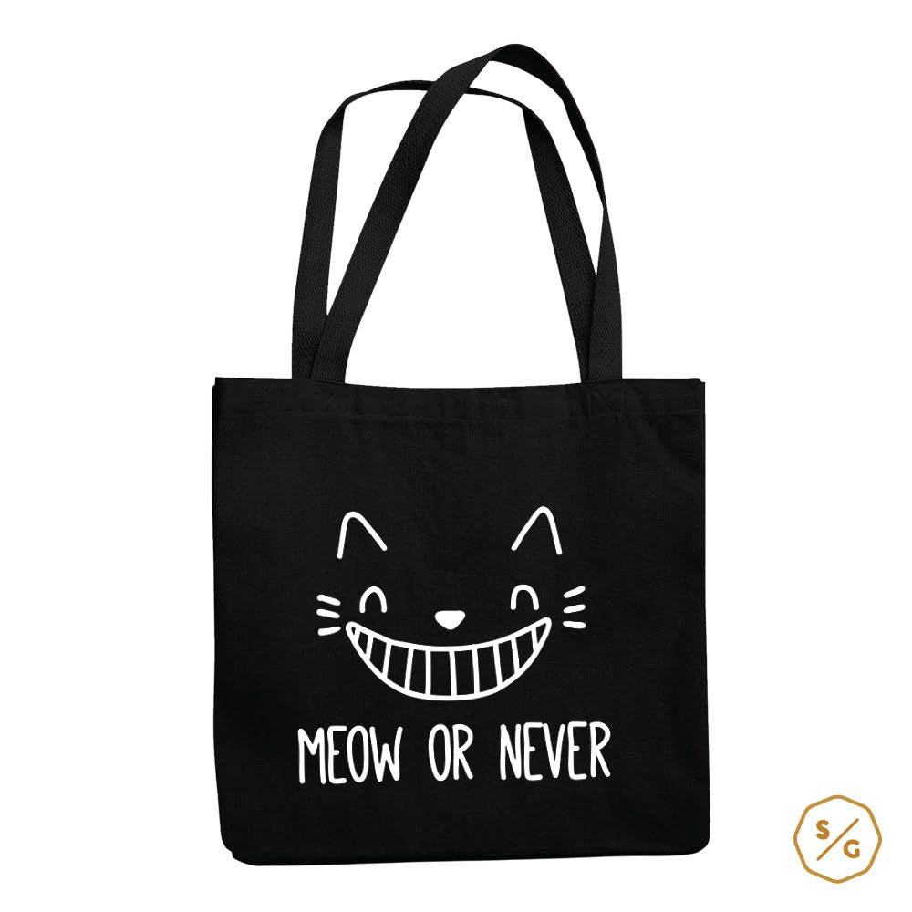 BEDRUCKTE BAUMWOLL-TASCHE • MEOW OR NEVER