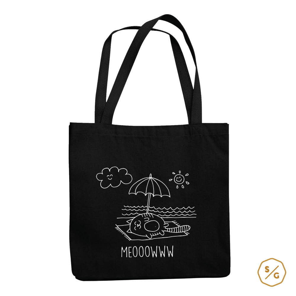 BEDRUCKTE BAUMWOLL-TASCHE • MEOWWW BEACH