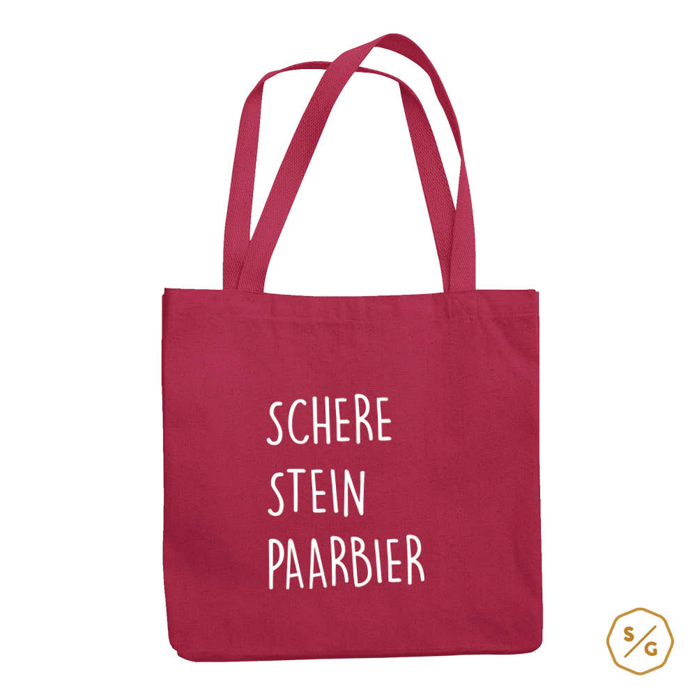 BEDRUCKTE BAUMWOLL-TASCHE • SCHERE STEIN PAARBIER