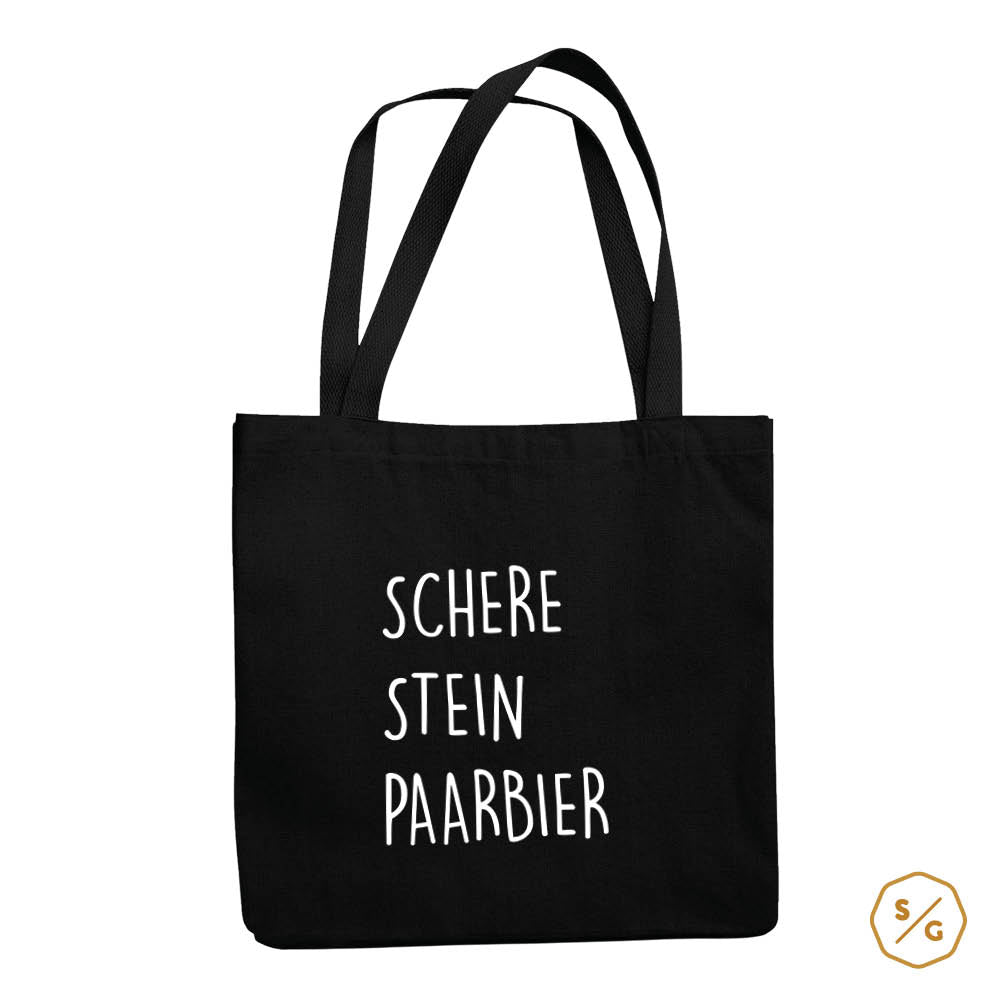 BEDRUCKTE BAUMWOLL-TASCHE • SCHERE STEIN PAARBIER