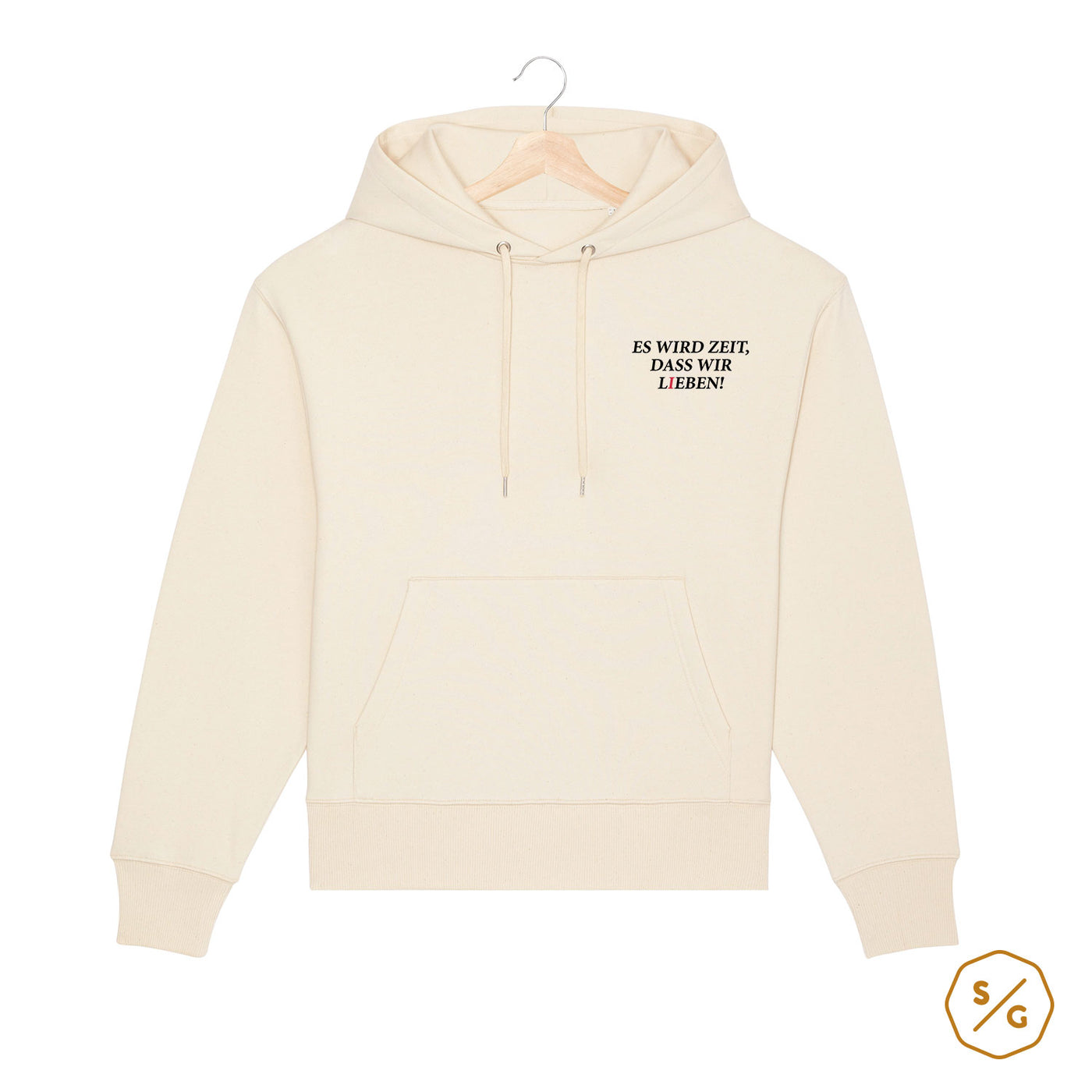 BESTICKTER HOODIE OVERSIZED • ES WIRD ZEIT, DASS WIR LIEBEN