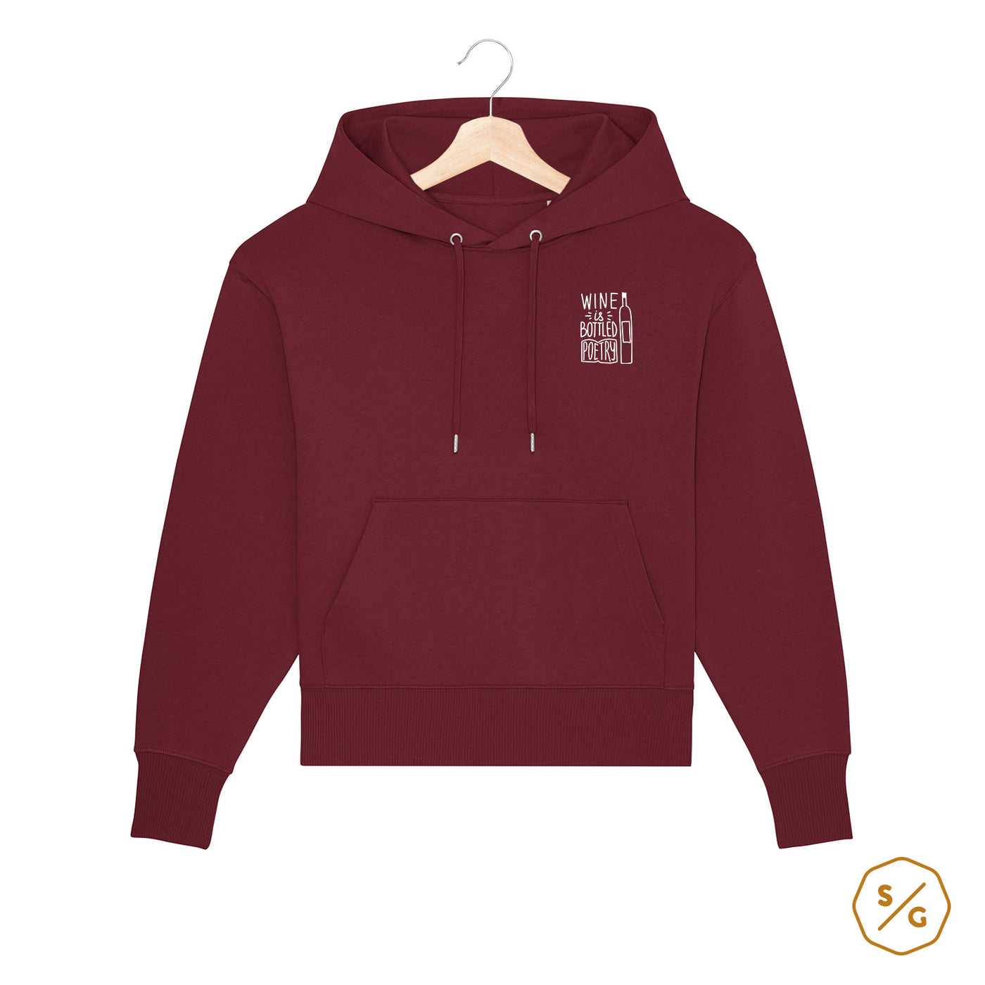 BESTICKTER HOODIE OVERSIZED • WINE IS BOTTLED POETRY