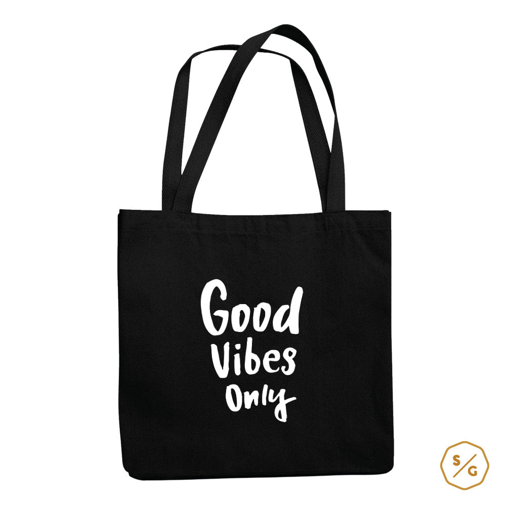 BEDRUCKTE BAUMWOLL-TASCHE • GOOD VIBES ONLY