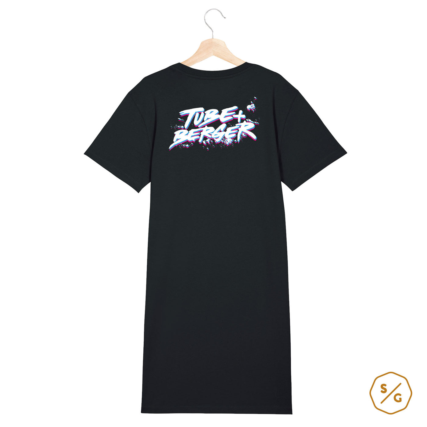 BEDRUCKTES T-SHIRT KLEID • LOGO TUBE & BERGER / NEON