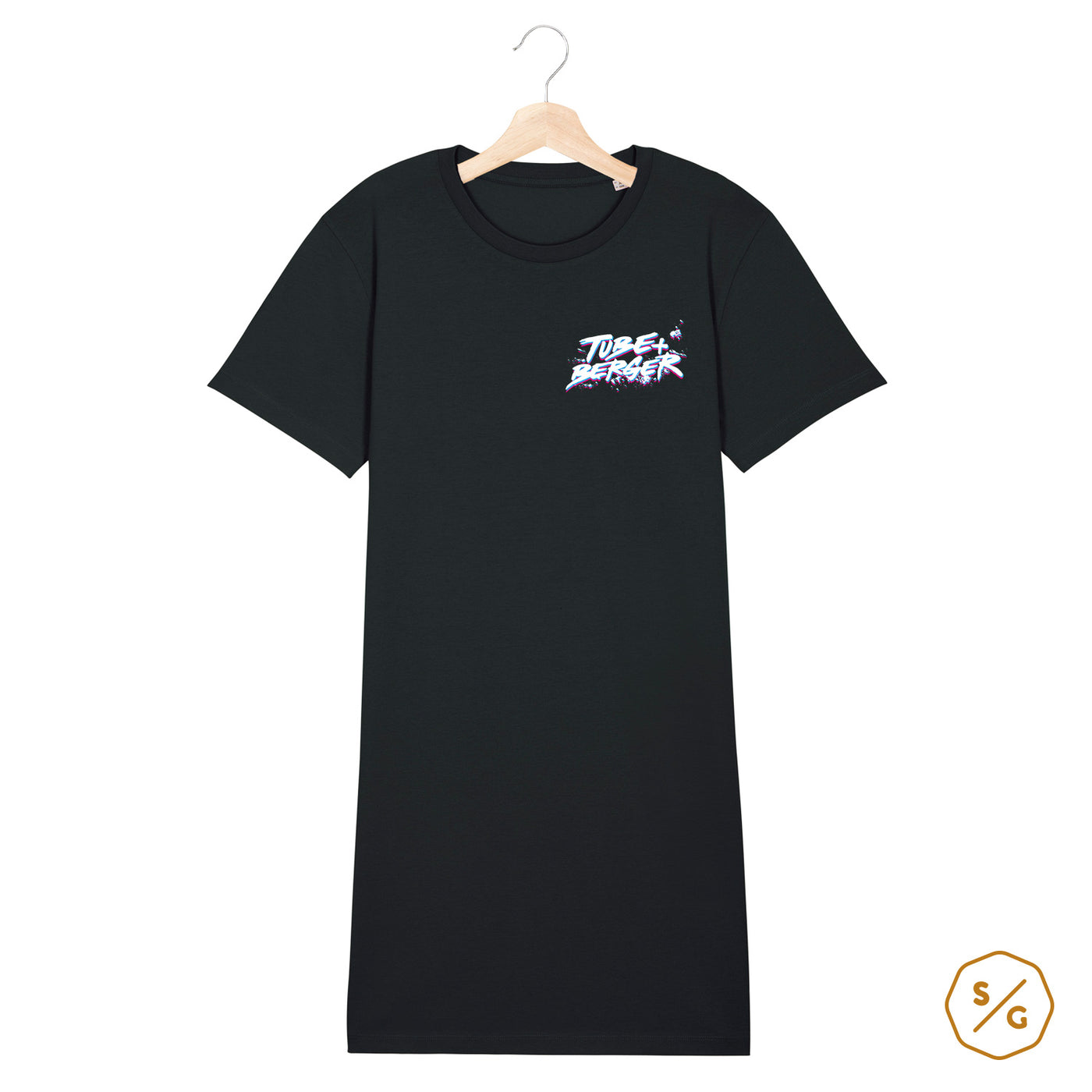 BEDRUCKTES T-SHIRT KLEID • LOGO TUBE & BERGER / NEON