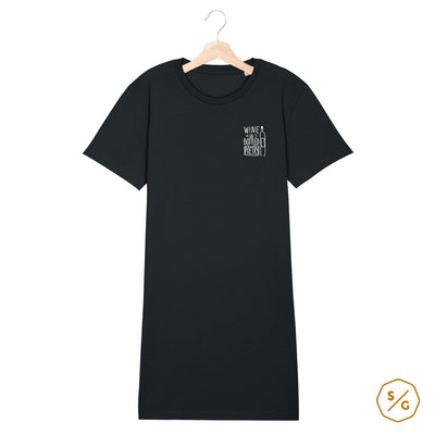 BESTICKTES T-SHIRT KLEID • WINE IS BOTTLED POETRY