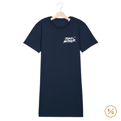 BEDRUCKTES T-SHIRT KLEID • LOGO TUBE & BERGER