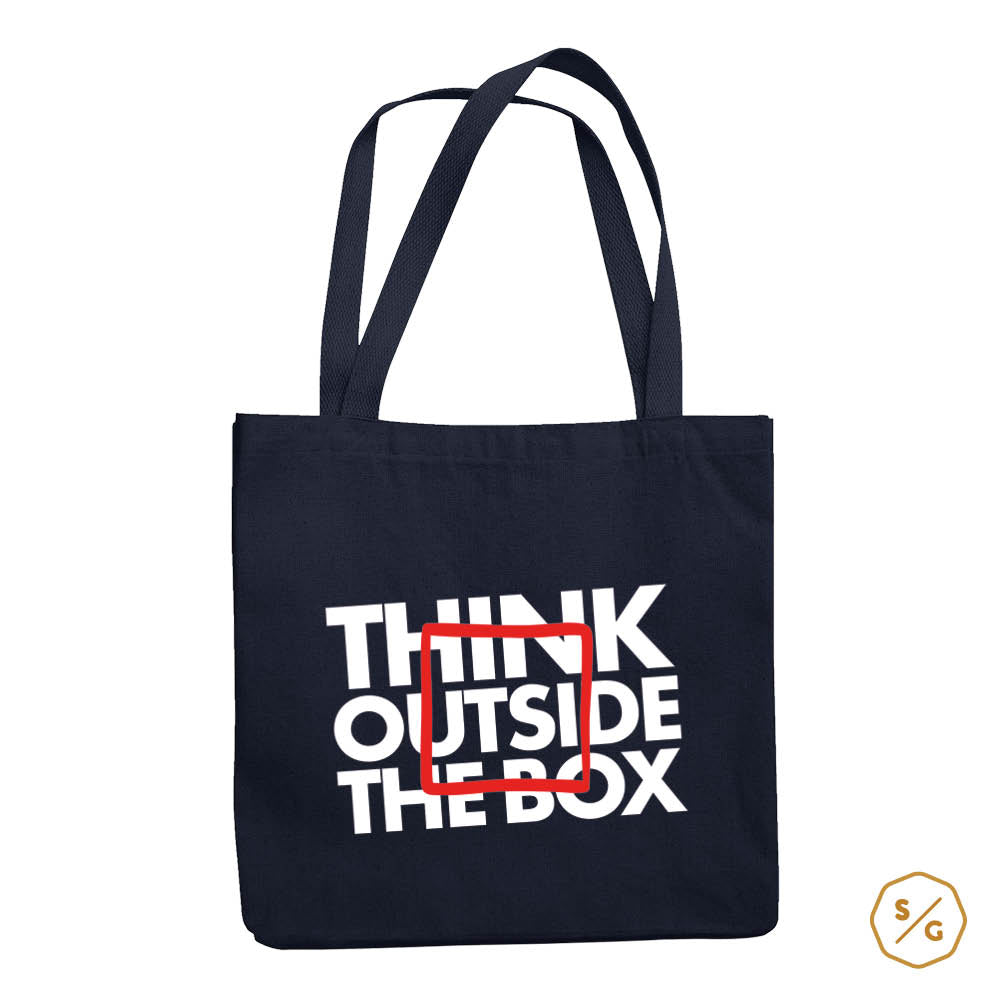 BEDRUCKTE BAUMWOLL-TASCHE • THINK OUTSIDE THE BOX