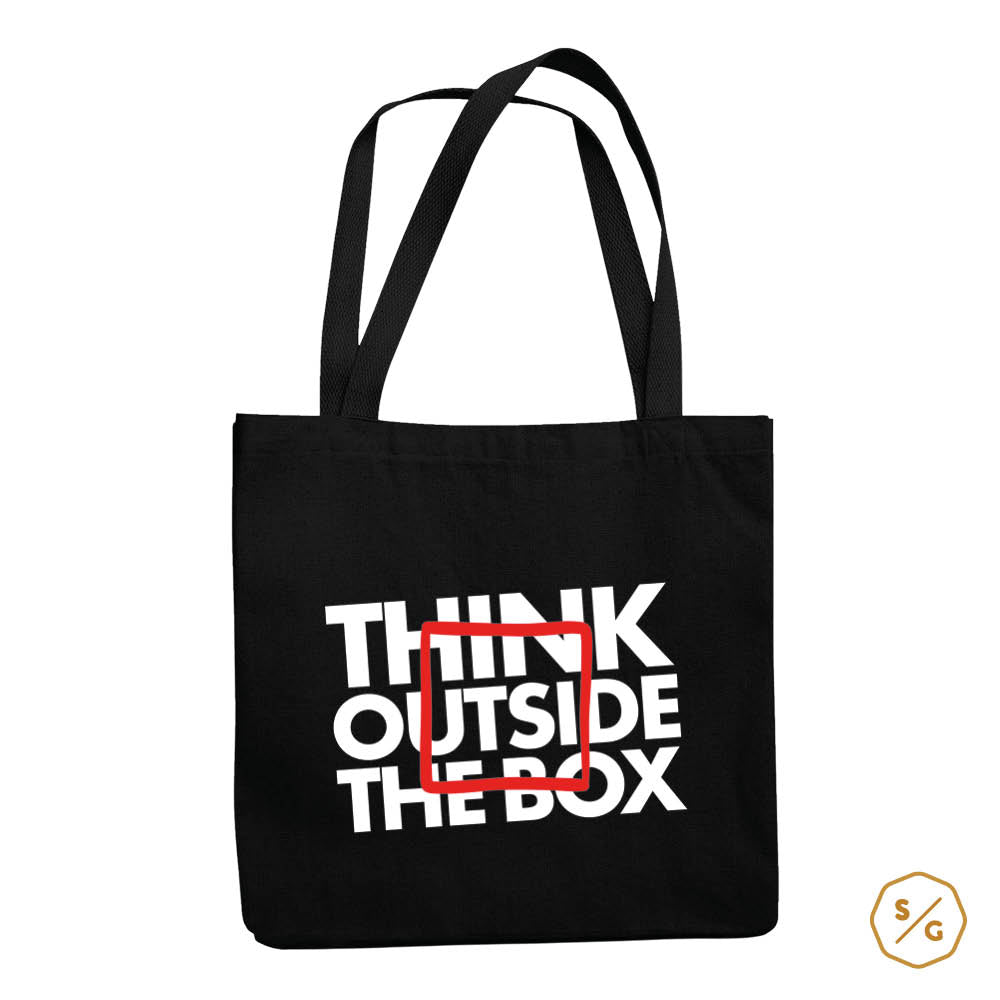 BEDRUCKTE BAUMWOLL-TASCHE • THINK OUTSIDE THE BOX