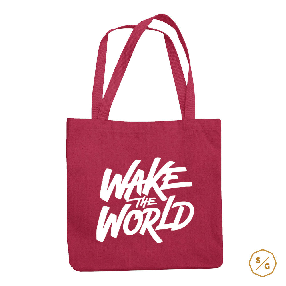 PRINTED COTTON BAG • WAKE THE WORLD