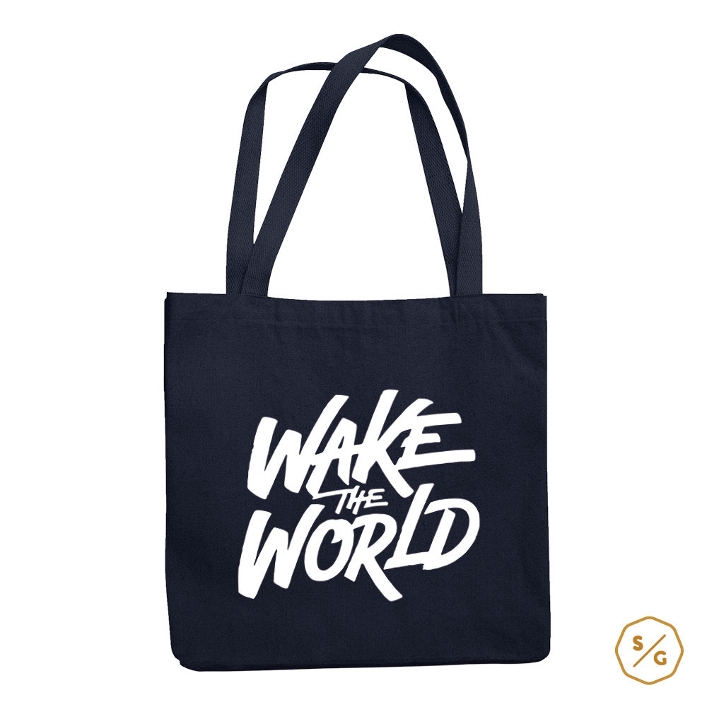 BEDRUCKTE BAUMWOLL-TASCHE • WAKE THE WORLD