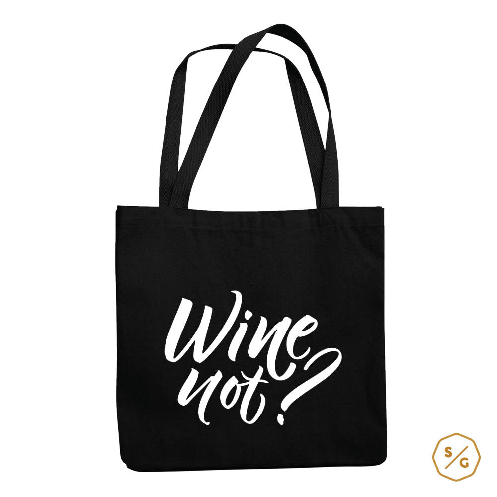 PRINTED COTTON BAG • WINE NOT?