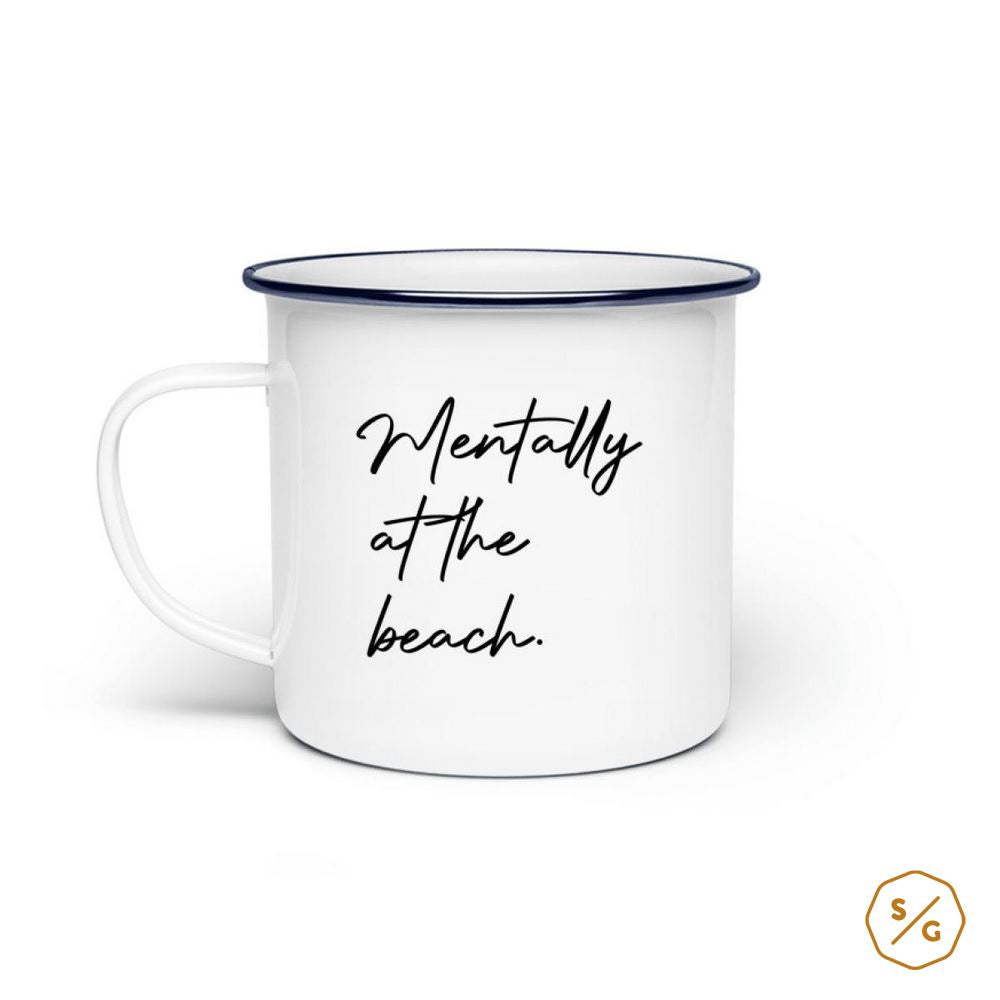 ENAMEL MUG (STEEL) • MENTALLY AT THE BEACH