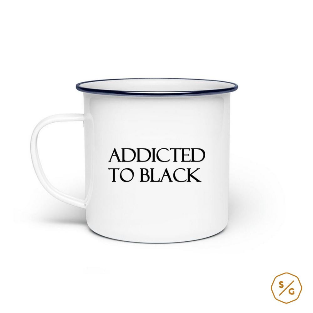 ENAMEL MUG (STEEL) • ADDICTED TO BLACK