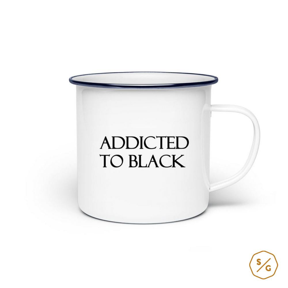 ENAMEL MUG (STEEL) • ADDICTED TO BLACK