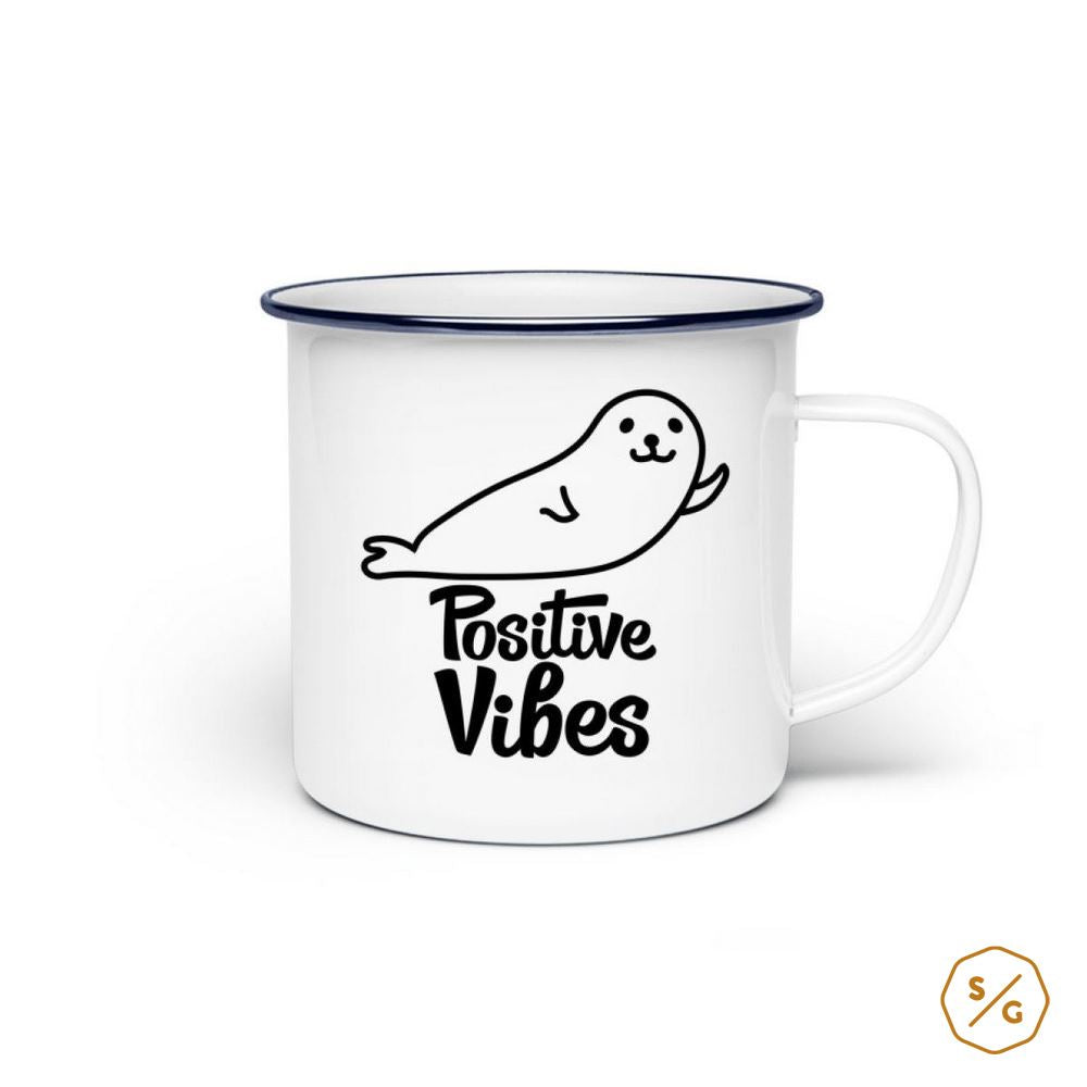 ENAMEL MUG (STEEL) • POSITIVE VIBES